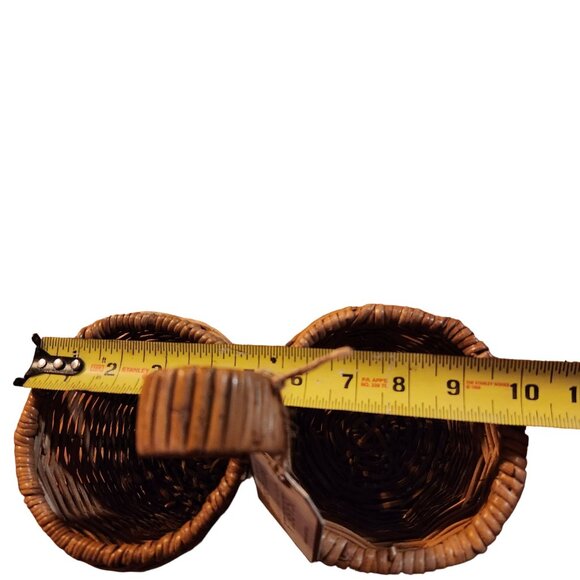 Isabela Woven Rattan Double Storage Caddy With Handle Cottage Rustic Cabin - Picture 2 of 7